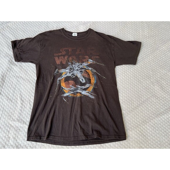 Vintage Star Wars X-Wing Fighter T-shirt All Over Print Mens Size Med Distressed - Picture 3 of 10